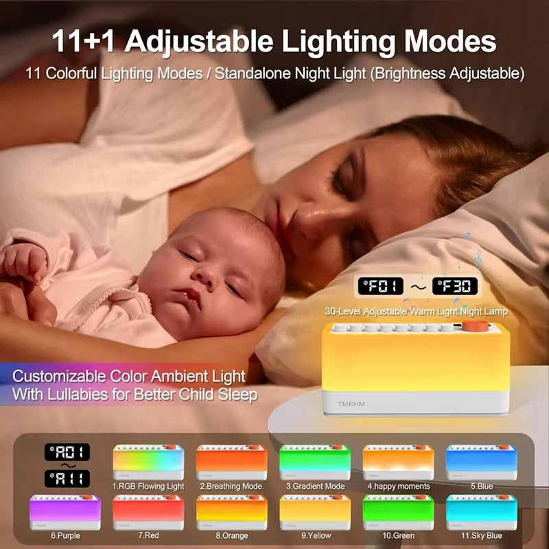 White Noise Sound Machine with Bluetooth Speaker & RGB Night Light