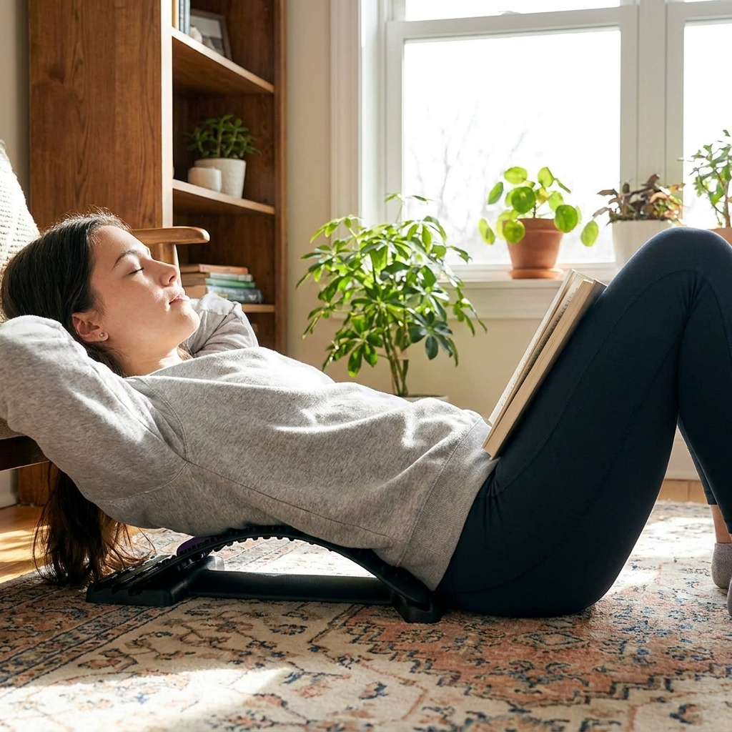 Adjustable Lumbar Back Stretcher in use