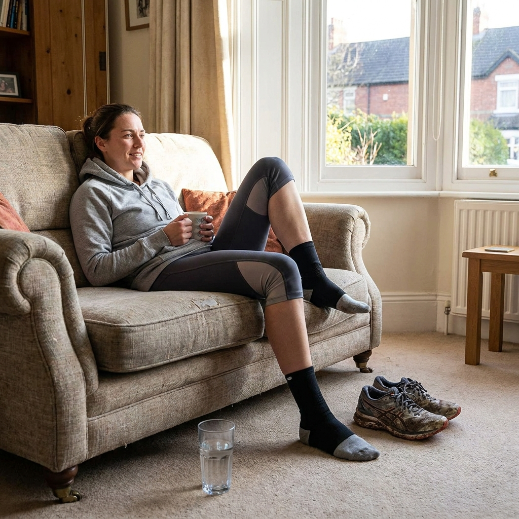 Compression Ankle Support Sleeves in use