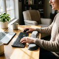 Ergonomic Memory Foam Wrist Rest Set in use